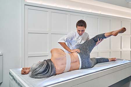Therapist performing myofascial release